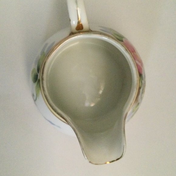 Vintage Hand painted Nippon small pitcher/ milk jar floral blue pink flowers - Picture 4 of 6